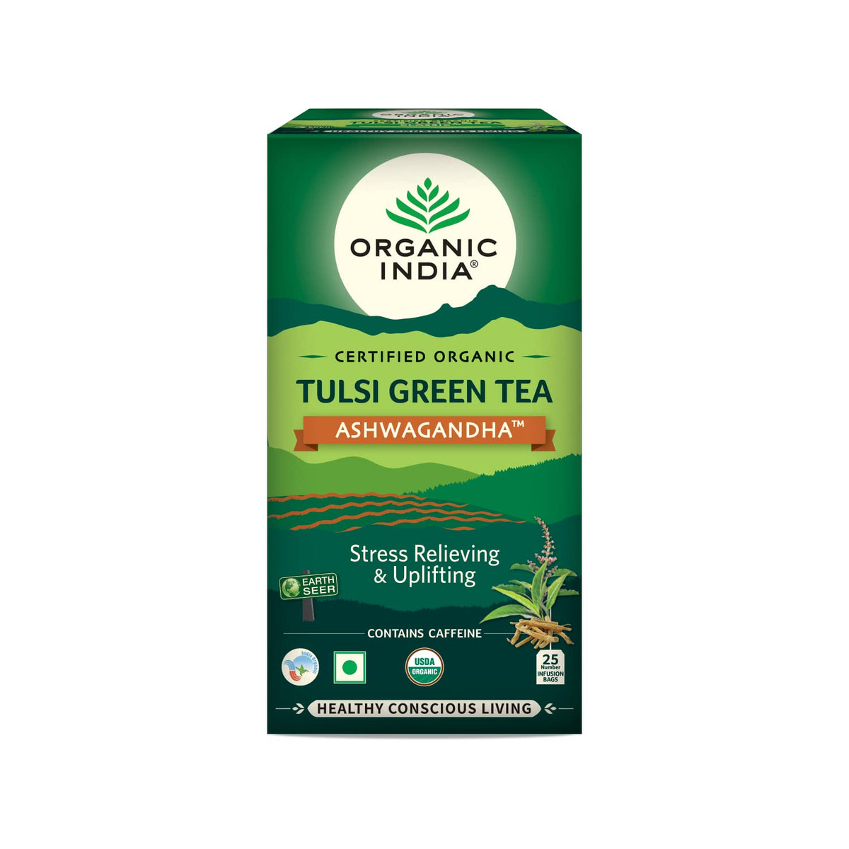 Organic India Tulsi Green Tea Ashwagandha 25Bags