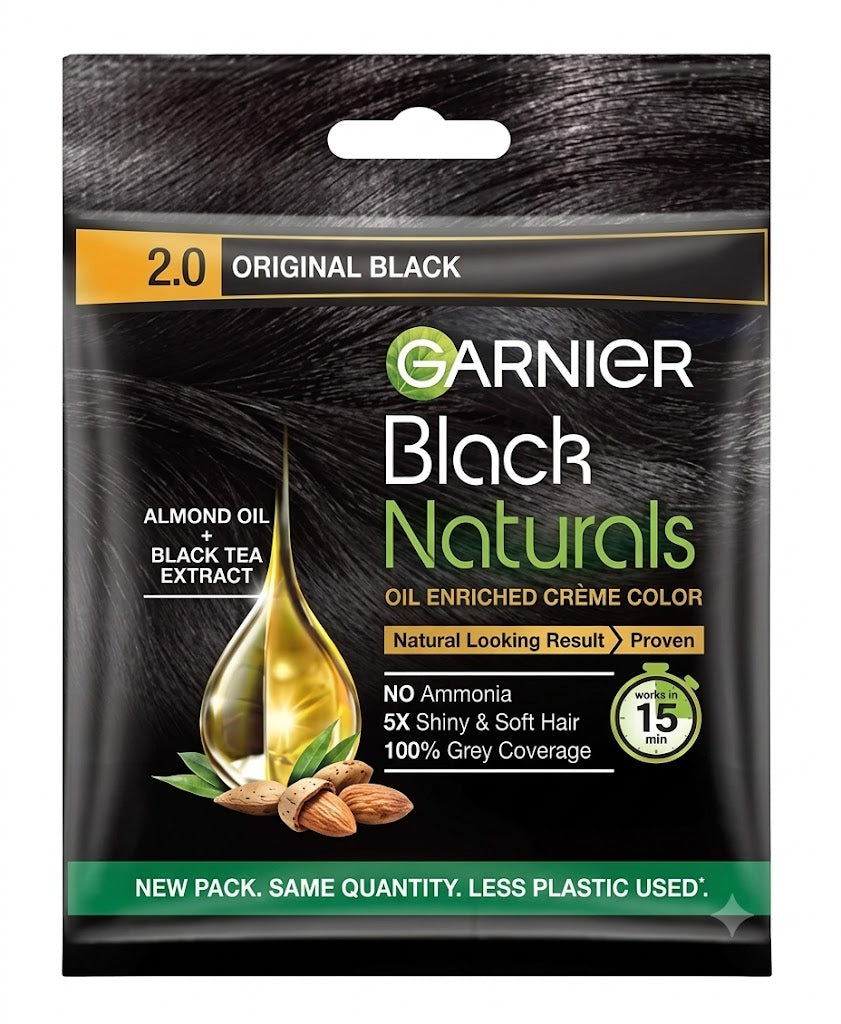 Garnier Black Naturals Original Black 2.0 Hair Color 20Ml+20G