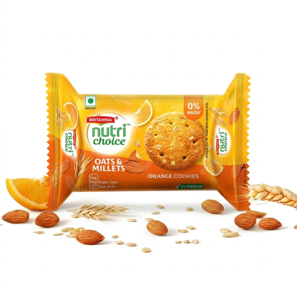 Britannia Nutri Choice Oats Orange Cookies 75Gm