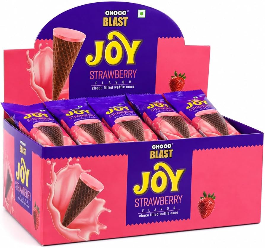 Chocoblast Joy Strawberry Cone Shape Waffers 9G