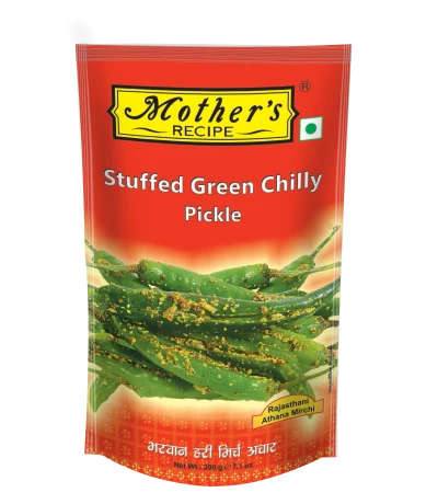 Mothers Stuffed Green Chilli Pickle 200Gm