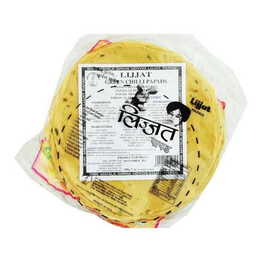 Lijjat Green Chilli Papad 5′ / 7′ 200G